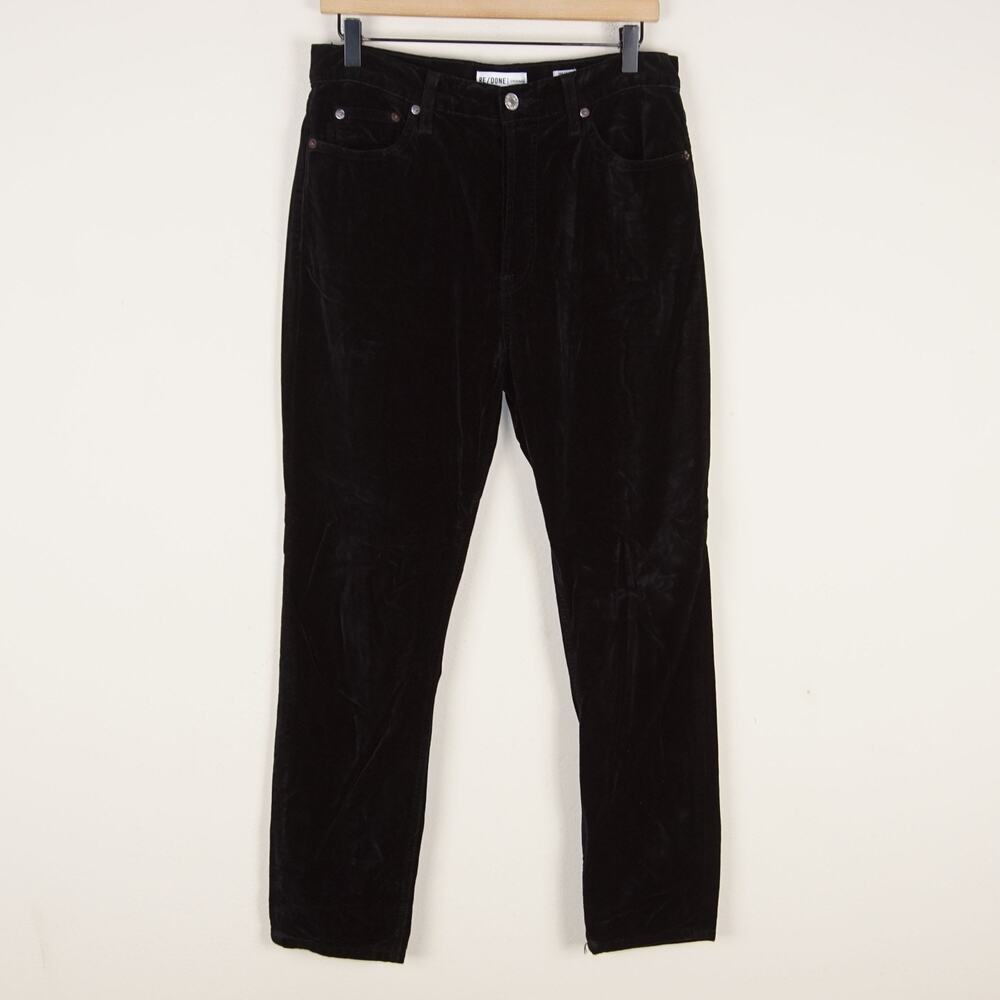 Re/Done Originals Velvet High Rise Black Ankle Crop Jeans Womens Sz 29